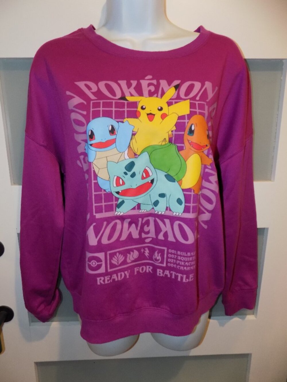 Pokémon Fab 4 Purple Graphic Pullover LS Sweatshirt Size M Women's